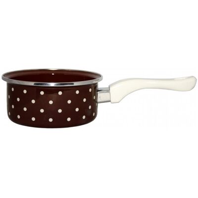 Metalac Smaltovaný rendlík s bakelitovou ručkou, hnědý puntík, 14 cm, 1 l Metalac Smaltovaný rendlík s bakelitovou ručkou, hnědý puntík, 14 cm, 1 l