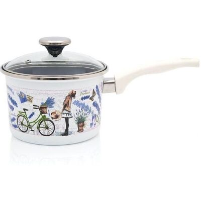 Metalac Smaltovaný rendlík se skleněnou poklicí, provance, 16 cm, 2,6 l Metalac Smaltovaný rendlík se skleněnou poklicí, provance, 16 cm, 2,6 l