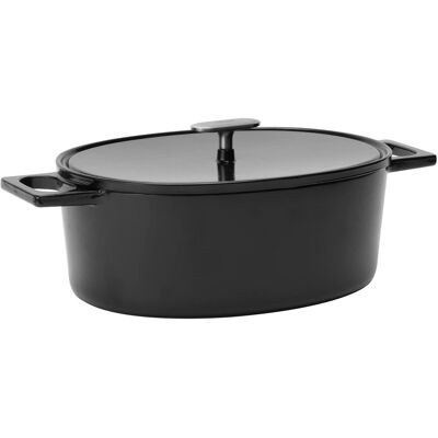 FABINI Oválný litinový pekáč Mattia 3.0 Standard, 33×25 cm, lesklý černý s poklicí FABINI Oválný litinový pekáč Mattia 3.0 Standard, 33×25 cm, lesklý černý s poklicí