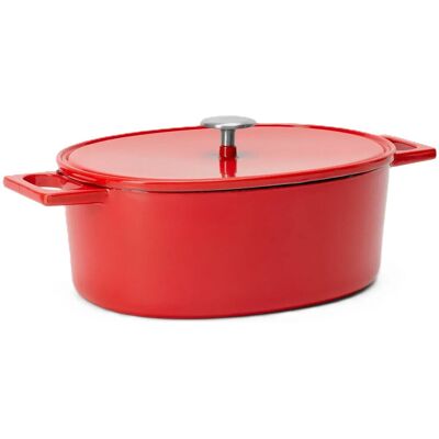 FABINI Oválný litinový pekáč Mattia 3.0 Standard, 33×25 cm, lesklý červený s poklicí FABINI Oválný litinový pekáč Mattia 3.0 Standard, 33×25 cm, lesklý červený s poklicí