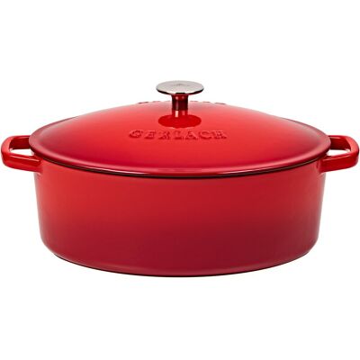 Gerlach Litinový hrnec s pokl. NATUR 31 cm 5,5 l oválný červený Gerlach Litinový hrnec s pokl. NATUR 31 cm 5,5 l oválný červený