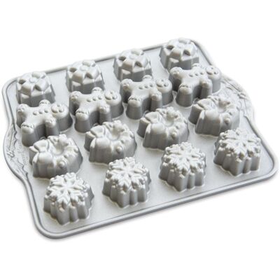 NORDIC WARE Forma na 16 ks vánočních motivů stříbrná NORDIC WARE Forma na 16 ks vánočních motivů stříbrná