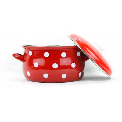 Belis Smaltovaný hrnec červený, bílý puntík 20cm, 3,6l Belis Smaltovaný hrnec červený, bílý puntík 20cm, 3,6l
