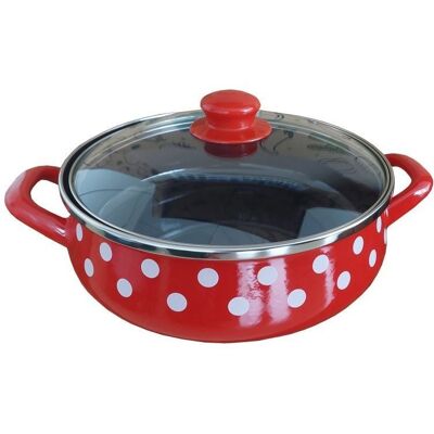 Metalac Červený puntík, Pánev se skl. poklicí 24 cm, 4 l, černý vnitřek Metalac Červený puntík, Pánev se skl. poklicí 24 cm, 4 l, černý vnitřek