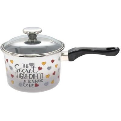 Metalac LOVE, Hluboký rendlík s dlouhým držalem a skleněnou poklicí 16 cm, 1,9 l Metalac LOVE, Hluboký rendlík s dlouhým držalem a skleněnou poklicí 16 cm, 1,9 l