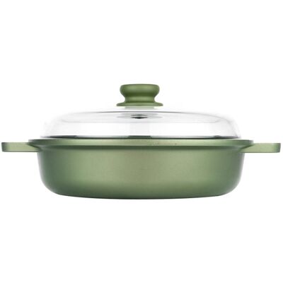 Risoli Zelený nepřilnavý kastrol 28 cm 2 l, se skleněnou poklicí Dr Green, na indukci Risoli Zelený nepřilnavý kastrol 28 cm 2 l, se skleněnou poklicí Dr Green, na indukci