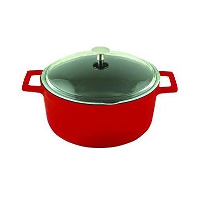 Lava METAL Litinový hrnec kulatý 20cm se skleněnou poklicí - červený Lava METAL Litinový hrnec kulatý 20cm se skleněnou poklicí - červený