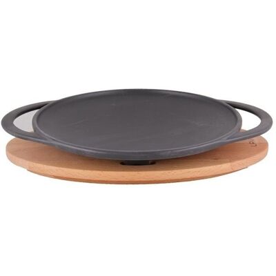 Lava METAL Litinová pánev wok 28 cm s dřevěným podstavcem Lava METAL Litinová pánev wok 28 cm s dřevěným podstavcem