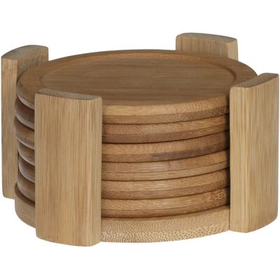 Secret de Gourmet Sada 6 podložek průměr 10 cm s bambusovým stojanem Secret de Gourmet Sada 6 podložek průměr 10 cm s bambusovým stojanem