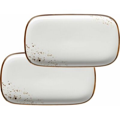 Mäser Sada obdélníkových talířů 2 ks 25 × 14 cm, bílá s hnědými tečkami PINTAR Mäser Sada obdélníkových talířů 2 ks 25 × 14 cm, bílá s hnědými tečkami PINTAR