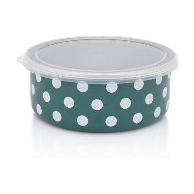 Metalac Zelený puntík, miska s plast. víčkem 16 cm, 1,3 l, černý vnitřek Metalac Zelený puntík, miska s plast. víčkem 16 cm, 1,3 l, černý vnitřek