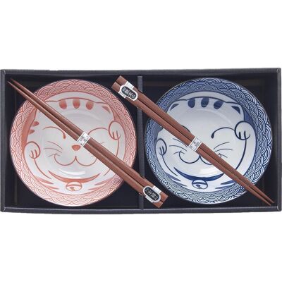 Made In Japan Sada misek 2 ks 15 cm v Červeno-modré barvě s motivem Maneki Made In Japan Sada misek 2 ks 15 cm v Červeno-modré barvě s motivem Maneki