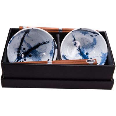 Made In Japan Set misek Blue & White s hůlkami 350 ml 2 ks Made In Japan Set misek Blue & White s hůlkami 350 ml 2 ks
