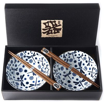 Made In Japan Set misek Blue Dragonfly s hůlkami 400 ml 2 ks Made In Japan Set misek Blue Dragonfly s hůlkami 400 ml 2 ks