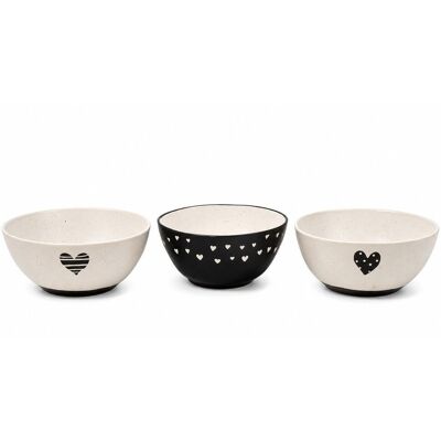 KOOPMAN Porcelánové misky s motivem srdce, sada 3 ks KOOPMAN Porcelánové misky s motivem srdce, sada 3 ks