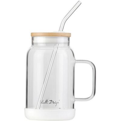 Vialli Design Hrnek Fuori 29835 s brčkem 600 ml, bílý Vialli Design Hrnek Fuori 29835 s brčkem 600 ml, bílý