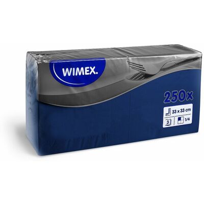 Wimex - ubrousky 3vrstvé 33 × 33 cm, tmavě modré - 250 ks Wimex - ubrousky 3vrstvé 33 × 33 cm, tmavě modré - 250 ks