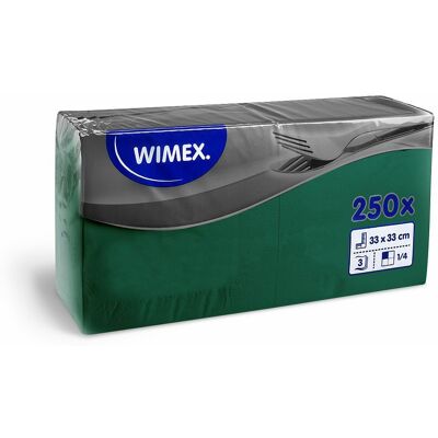 Wimex - ubrousky 3vrstvé 33 × 33 cm, tmavě zelené - 250 ks Wimex - ubrousky 3vrstvé 33 × 33 cm, tmavě zelené - 250 ks