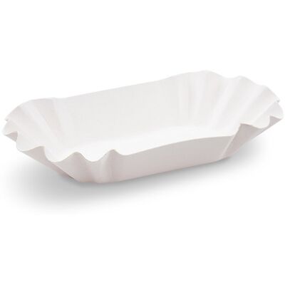 Wimex Papírová miska 17,5 × 10,5 × 3 cm, oválná, nepromastitelná, bílá - 250 ks Wimex Papírová miska 17,5 × 10,5 × 3 cm, oválná, nepromastitelná, bílá - 250 ks