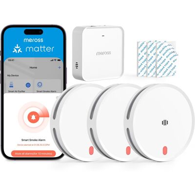 Meross Smart Smoke Alarm - sada 3x MA151 + 1x MSH450 Matter hub Meross Smart Smoke Alarm - sada 3x MA151 + 1x MSH450 Matter hub