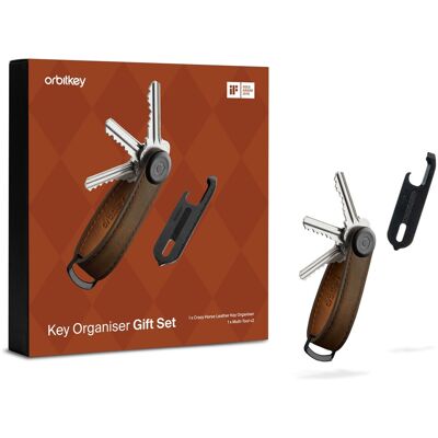 ORBITKEY Key Organiser Crazy Horse + Multitool V2 Set - Oak Brown ORBITKEY Key Organiser Crazy Horse + Multitool V2 Set - Oak Brown