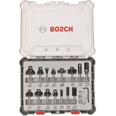 Sada fréz Bosch - 15 kusů, 6 mm stopka Sada fréz Bosch - 15 kusů, 6 mm stopka