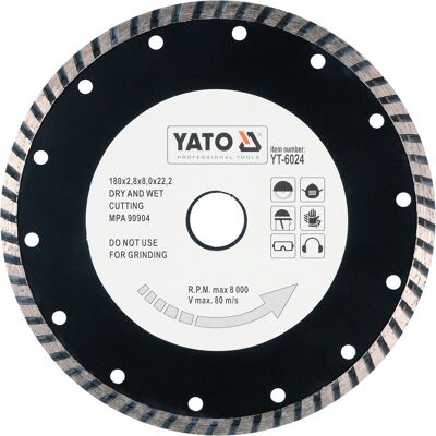 YATO Kotouč diamantový 180 x 22,2 x 2,8 mm turbo YT-6024 YATO Kotouč diamantový 180 x 22,2 x 2,8 mm turbo YT-6024