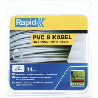 RAPID Tavné tyčinky 12 x 94 mm, PVC a kabely, 14ks, blistr RAPID Tavné tyčinky 12 x 94 mm, PVC a kabely, 14ks, blistr