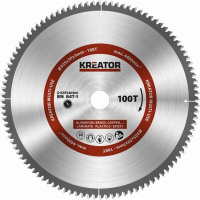 Kreator Ø305 mm Kotoučová Písecká Pilka - 100 Zubů pro Přesné Řezy Kreator Ø305 mm Kotoučová Písecká Pilka - 100 Zubů pro Přesné Řezy
