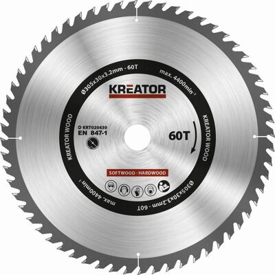 Kreator 305mm Kotouč na cirkulárku - 60 Zubů Kreator 305mm Kotouč na cirkulárku - 60 Zubů