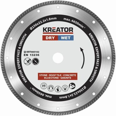 KREATOR Diamantový kotouč celoobvodový 230mm EXPERT TURBO KRT085102 KREATOR Diamantový kotouč celoobvodový 230mm EXPERT TURBO KRT085102