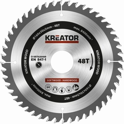 KREATOR Pilový kotouč na dřevo 160mm 48T KRT020409 KREATOR Pilový kotouč na dřevo 160mm 48T KRT020409