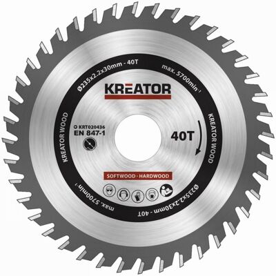 Kreator KRT020436 - 235mm kruhová pila - 40 zubů Kreator KRT020436 - 235mm kruhová pila - 40 zubů