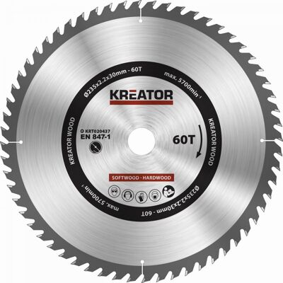KREATOR Pilový kotouč na dřevo 235mm 60T KRT020437 KREATOR Pilový kotouč na dřevo 235mm 60T KRT020437