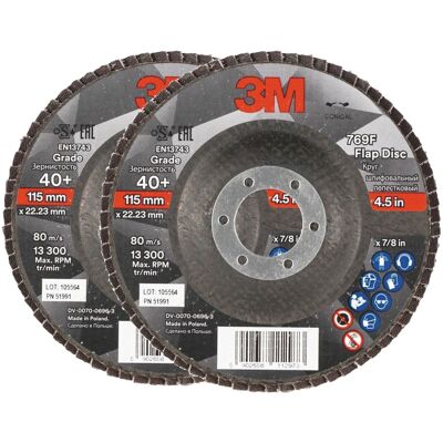 3M 769F Lamelový Kotouč, průměr 115 mm, zrnitost 40+, 2 ks 3M 769F Lamelový Kotouč, průměr 115 mm, zrnitost 40+, 2 ks
