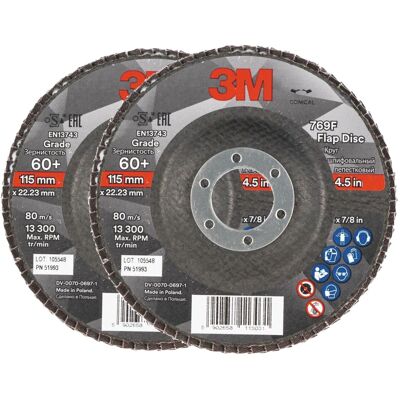 3M 769F Lamelový Kotouč, průměr 115 mm, zrnitost 60+, 2 ks 3M 769F Lamelový Kotouč, průměr 115 mm, zrnitost 60+, 2 ks