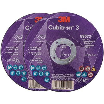 3M Cubitron 3 Řezný kotouč, rozměr 115 × 1,6 mm, 2 ks, 89573 3M Cubitron 3 Řezný kotouč, rozměr 115 × 1,6 mm, 2 ks, 89573
