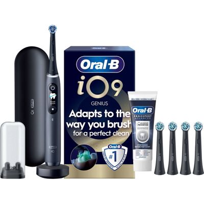 Oral-B iO 9 Black s pouzdrem + Oral-B iO Ultimate Clean Black 4 ks + Oral-B Pro-Expert 75 ml Oral-B iO 9 Black s pouzdrem + Oral-B iO Ultimate Clean Black 4 ks + Oral-B Pro-Expert 75 ml