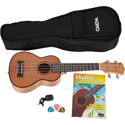 CASCHA HH 2027 Soprano Mahogany Ukulele Bundle CASCHA HH 2027 Soprano Mahogany Ukulele Bundle