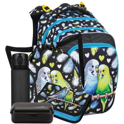 BAGMASTER Beta 25 A papoušek: batoh, penál, vak, láhev, svačinový box BAGMASTER Beta 25 A papoušek: batoh, penál, vak, láhev, svačinový box