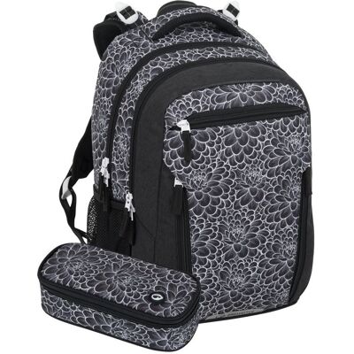 BAGMASTER Porto 25 A černo-bílý: batoh, penál BAGMASTER Porto 25 A černo-bílý: batoh, penál