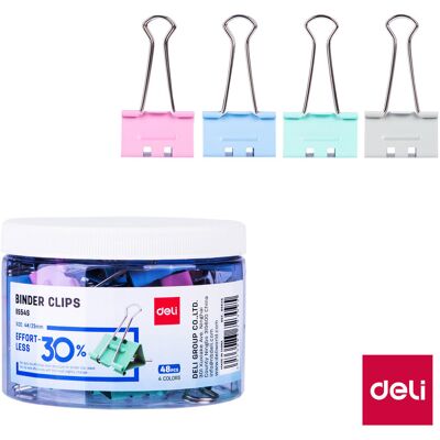 DELI Binder clip bez námahy 25 mm, pastelové barvy - balení 48 ks DELI Binder clip bez námahy 25 mm, pastelové barvy - balení 48 ks