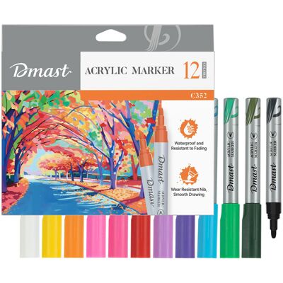 DELI Dmast akrylové - sada 12 barev DELI Dmast akrylové - sada 12 barev