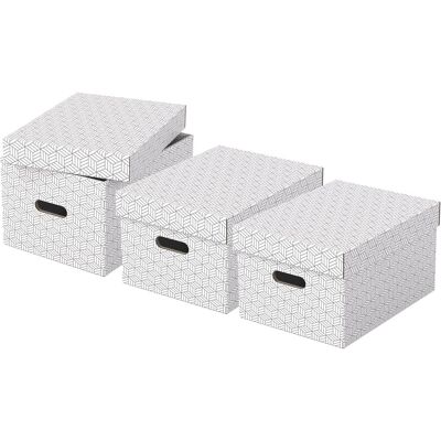 ESSELTE Home, velikost M, 26.5 x 20.5 x 36.5 cm, bílá - set 3 ks ESSELTE Home, velikost M, 26.5 x 20.5 x 36.5 cm, bílá - set 3 ks