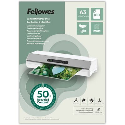 Fellowes A3/160 z recyklovaného materiálu (50%), matné - balení 100 ks Fellowes A3/160 z recyklovaného materiálu (50%), matné - balení 100 ks