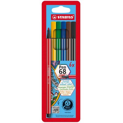 STABILO Pen 68 Fixka - Sada 6 barev STABILO Pen 68 Fixka - Sada 6 barev