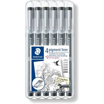Staedtler Pigment Liner černý, 6 velikostí hrotu Staedtler Pigment Liner černý, 6 velikostí hrotu