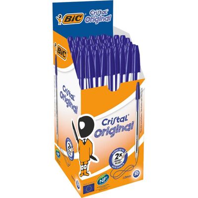 BIC Cristal Original, 0,32 mm, s víčkem, 50 ks modré BIC Cristal Original, 0,32 mm, s víčkem, 50 ks modré