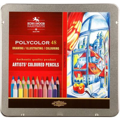 KOH-I-NOOR Polycolor 3826/48 umělecké, v plechovém pouzdře, 48 ks KOH-I-NOOR Polycolor 3826/48 umělecké, v plechovém pouzdře, 48 ks