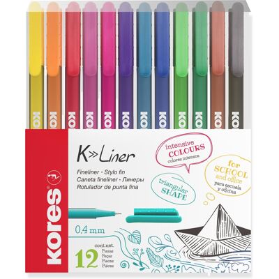 KORES K-Liner 0,4 mm - set 12 barev KORES K-Liner 0,4 mm - set 12 barev